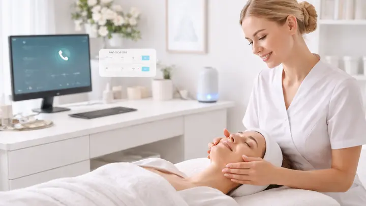 Editorial zu KI Telefonassistenz in einem Kosmetiksalon mit Terminbuchung und Behandlungskabine